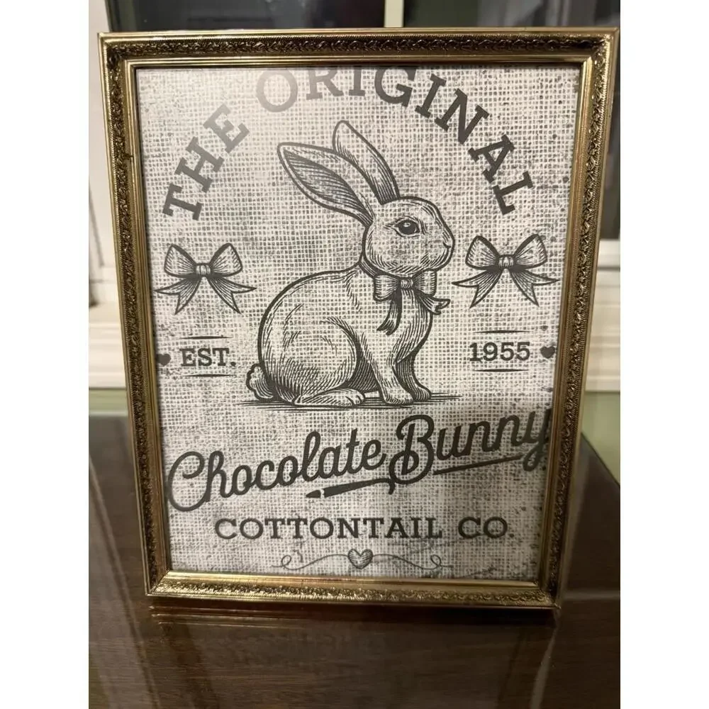 Vintage Gold Picture Frame 8x10 1980s Regal Frames; Easter Art; bunny - Picture 3 of 5